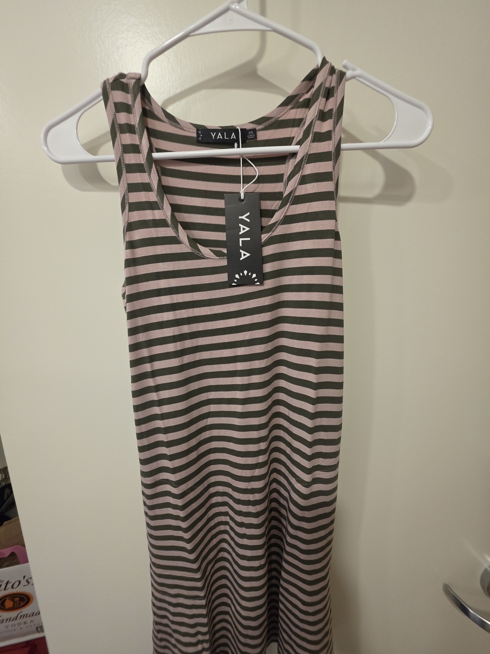 Yala Striped Sleeveless Tank Dress in Pink and Olive